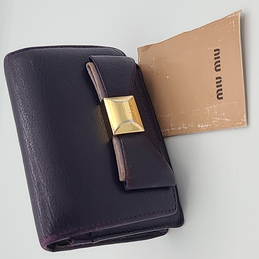 Miu Miu - purple leather bowtie card holder